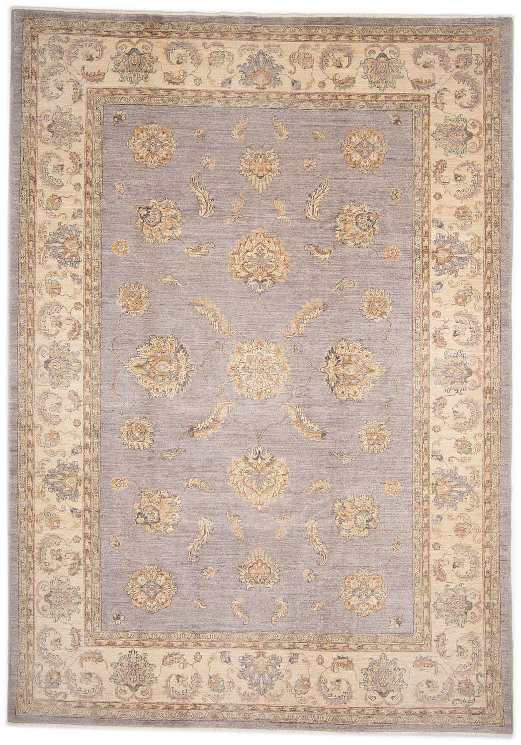 Teppich 3x2 Grau Violett Beige Handgeknüpft